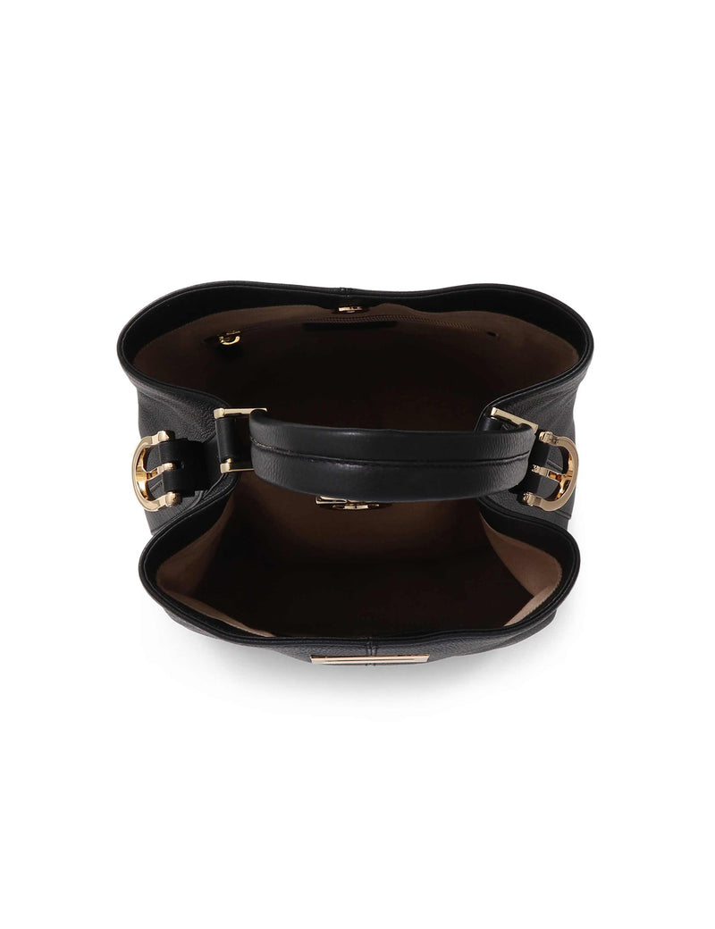 Jones Bootmaker leather shoulder bag with gold-tone hoop, imported from the UK