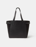 Accessorize leather tote bag with suede side panels and adjustable size (British brand)