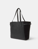 Accessorize leather tote bag with suede side panels and adjustable size (British brand)