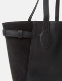 Accessorize leather tote bag with suede side panels and adjustable size (British brand)