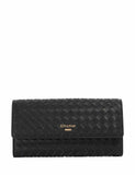 Dune London leather weave purse with gold-tone logo plaque - British product