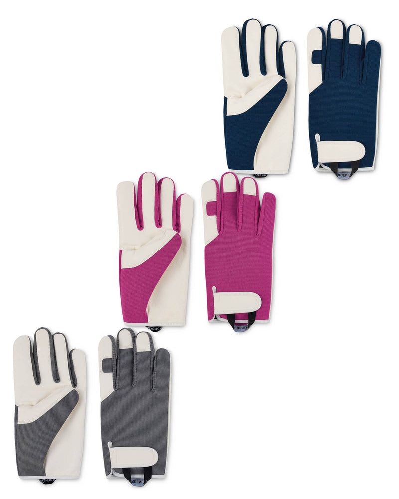 Leather garden gloves, Blue Grey Purple, sizes S-XL, imported from the UK