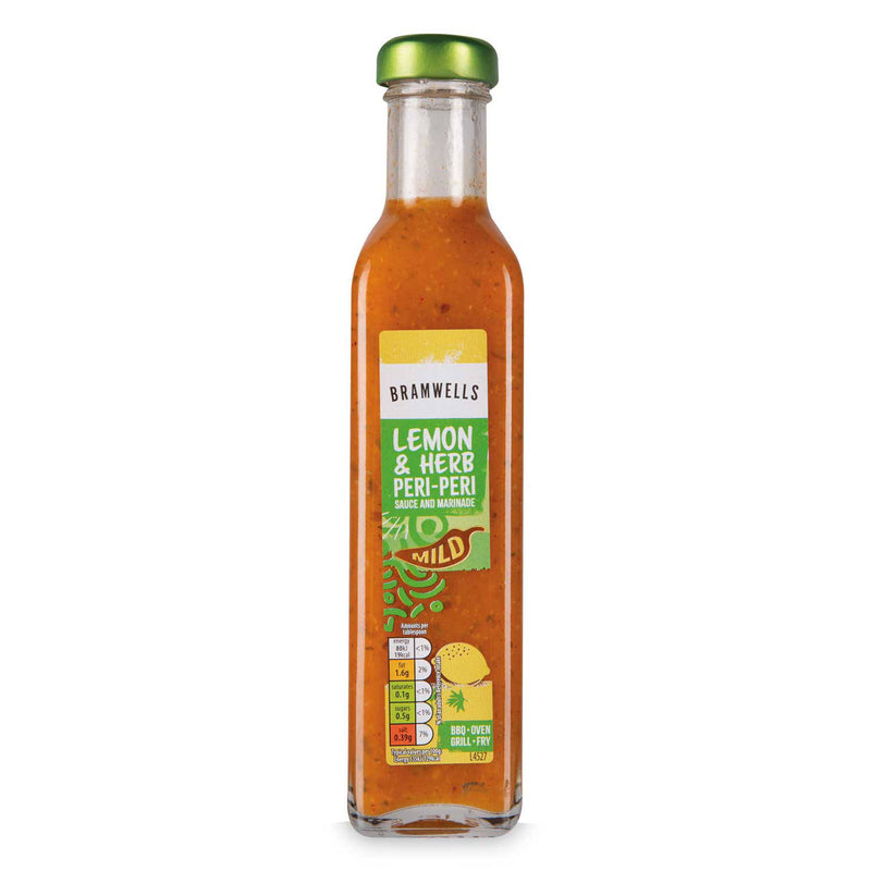 Peri peri lemon herb sauce and marinade, imported from the UK