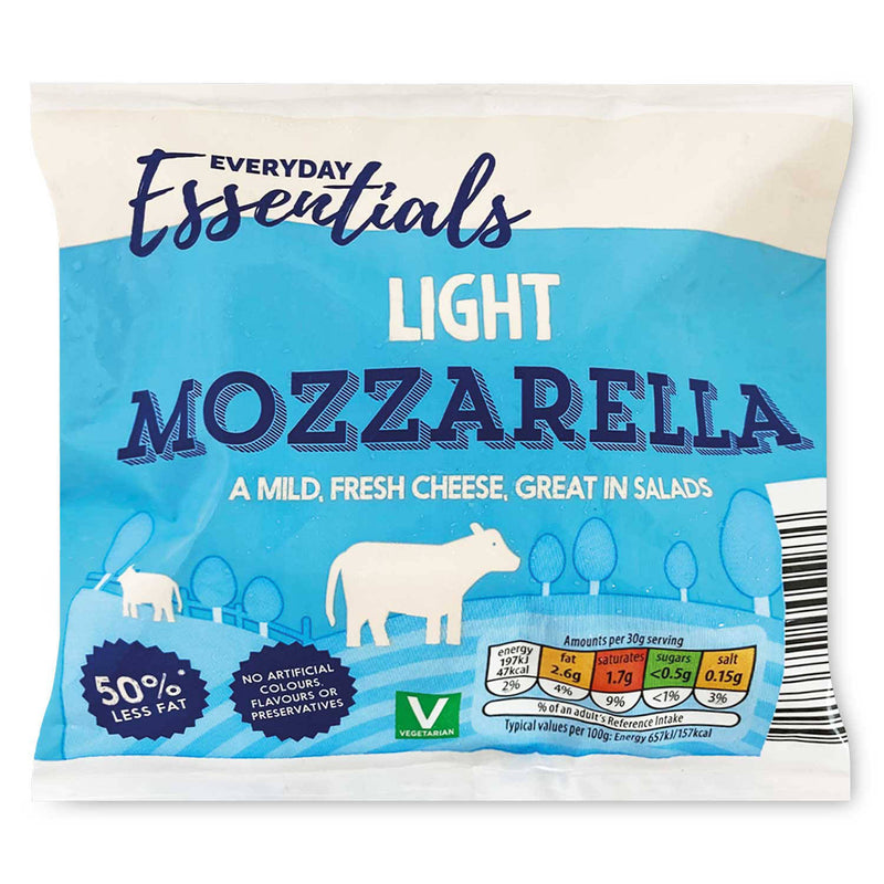 Light mozzarella cheese for everyday cooking, UK version