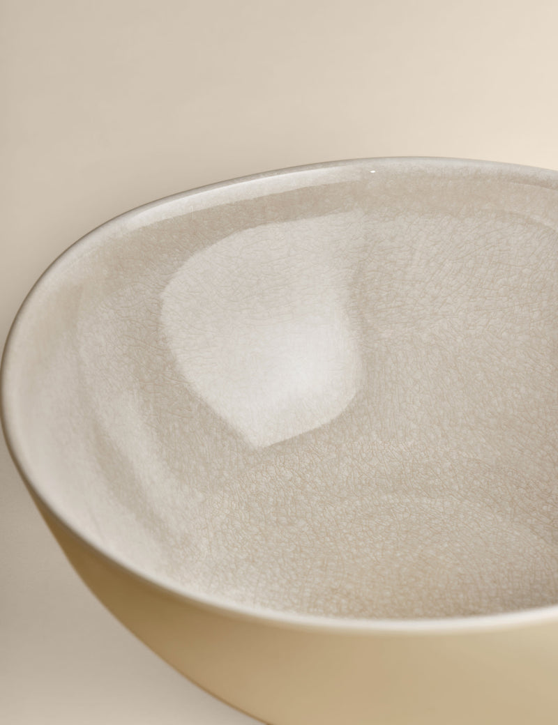 Linen reactive picnic serving bowl made from melamine, UK version
