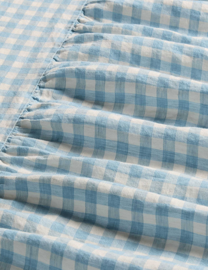 Piglet in Bed gingham linen valance sheet, UK version