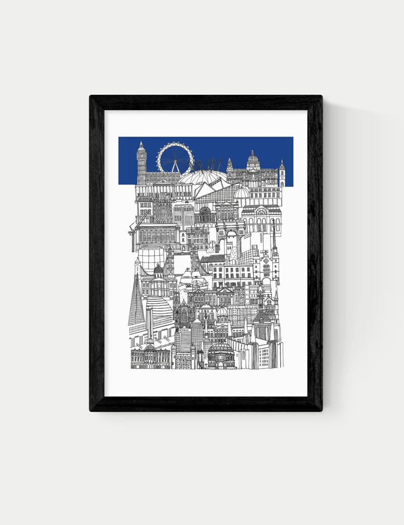 East End Prints London Blue framed art print, various sizes (British brand)