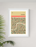 East End Prints London street map framed art print orange - British product