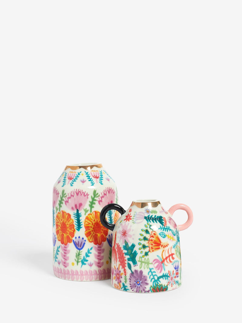 Lucy Tiffney floral ceramic mini vases set of 2, UK version