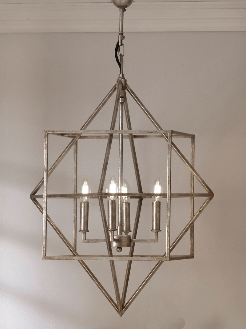 Antique silver cube ceiling light pendant (British brand)
