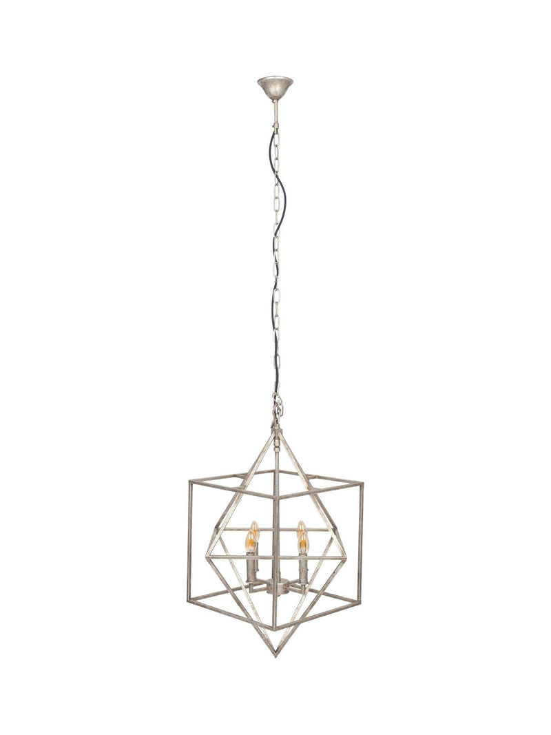Antique silver cube ceiling light pendant (British brand)