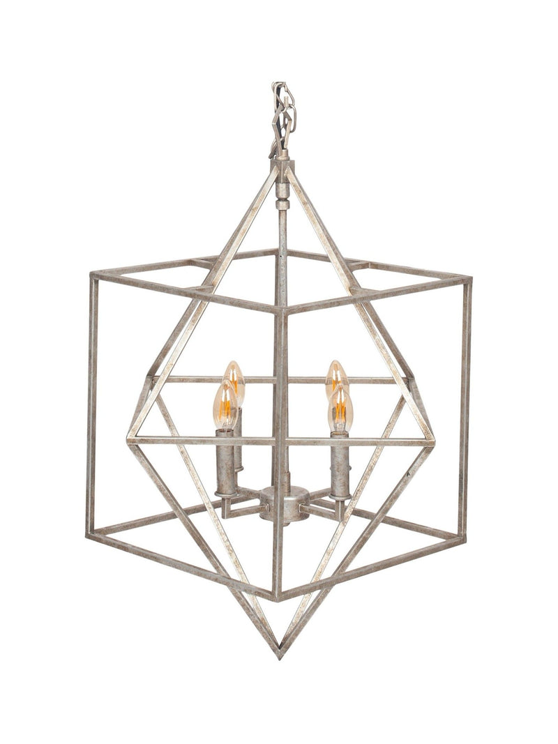 Antique silver cube ceiling light pendant (British brand)