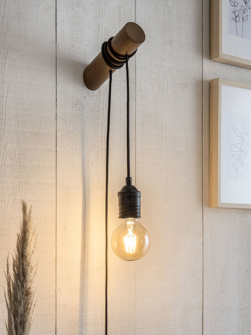 Bronx brown plug in wall light, UK version