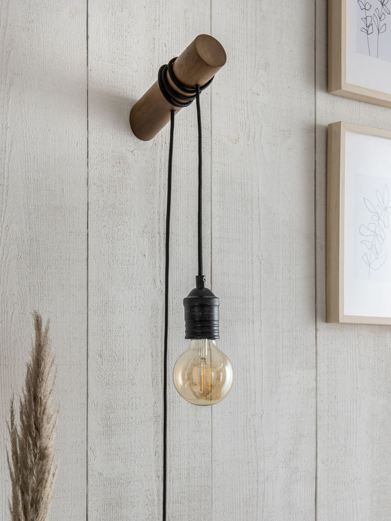 Bronx brown plug in wall light, UK version