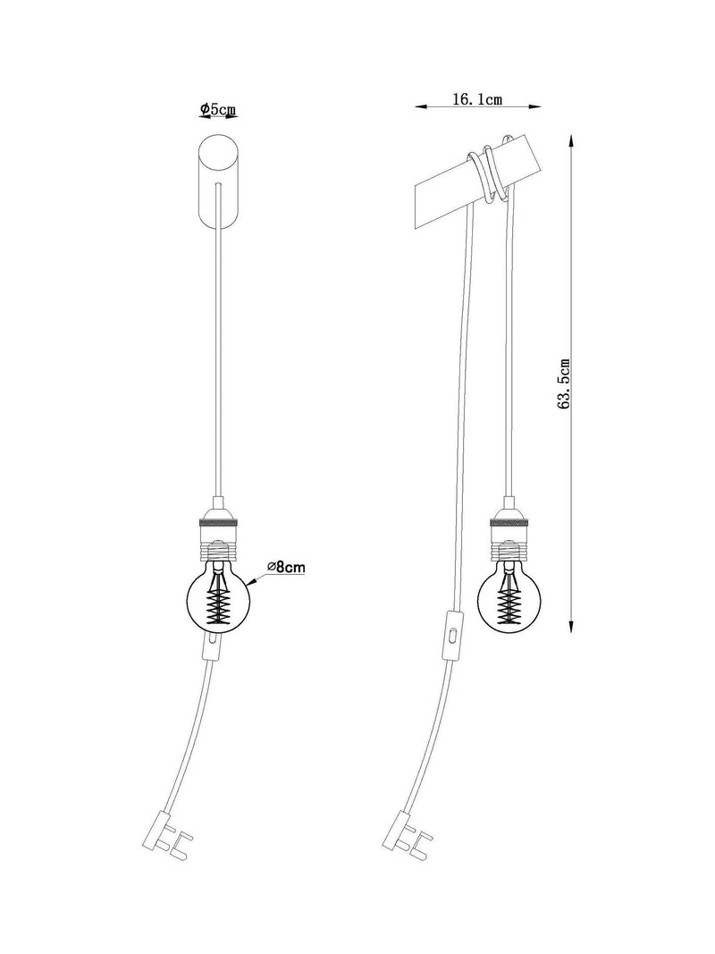 Bronx brown plug in wall light, UK version