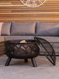 Charles Bentley black large round garden fire pit, UK version