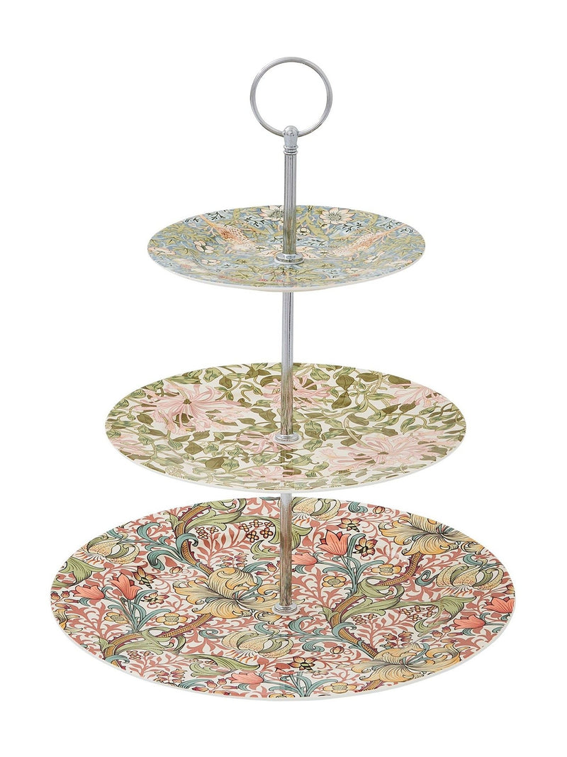 Morris & Co. Pink Strawberry Thief 3-tier cake stand, imported from the UK