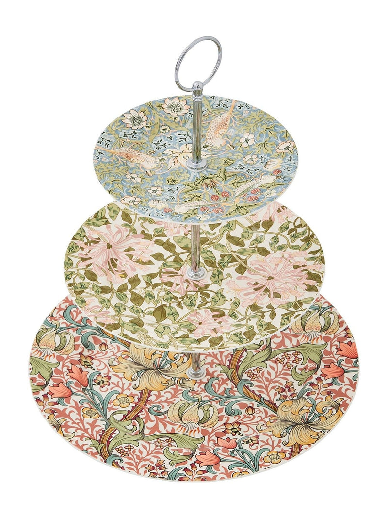 Morris & Co. Pink Strawberry Thief 3-tier cake stand, imported from the UK
