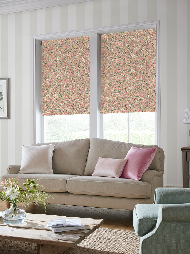 Laura Ashley Loveston roman blinds coral pink, imported from the UK