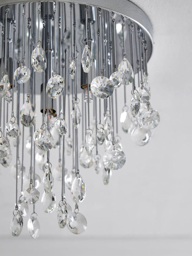 Chrome Izzie 4-light flush ceiling light, imported from the UK
