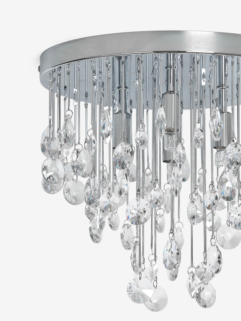 Chrome Izzie 4-light flush ceiling light, imported from the UK