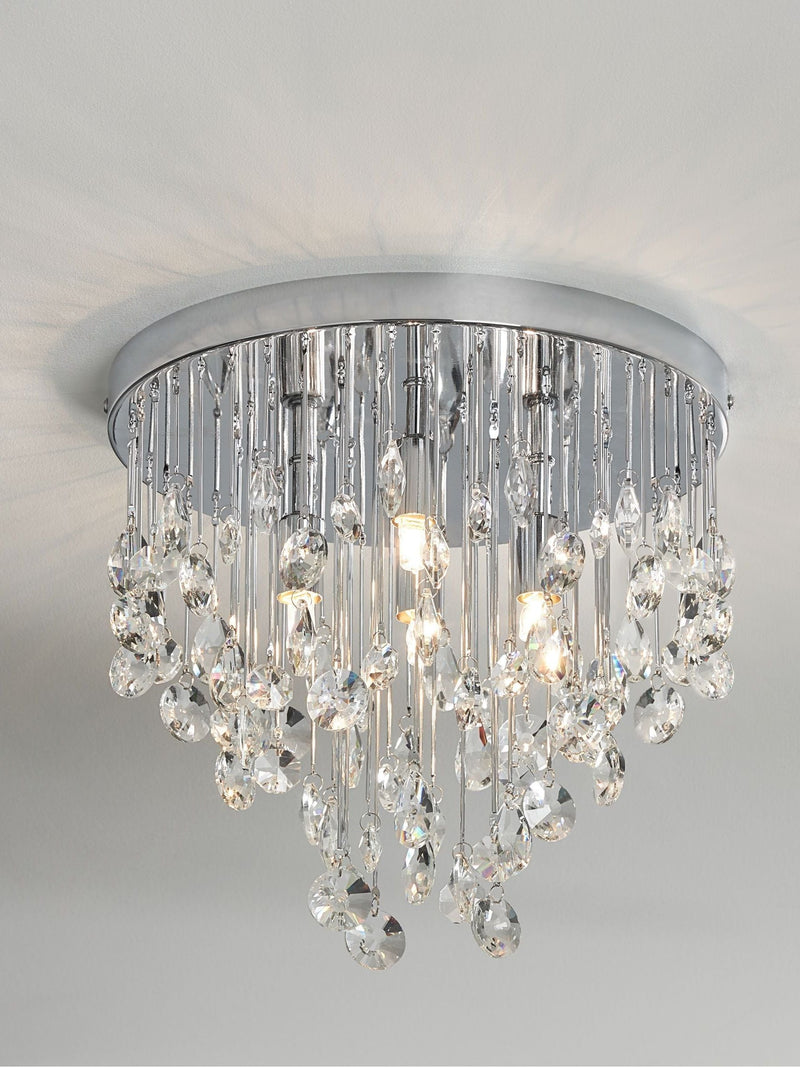 Chrome Izzie 4-light flush ceiling light, imported from the UK