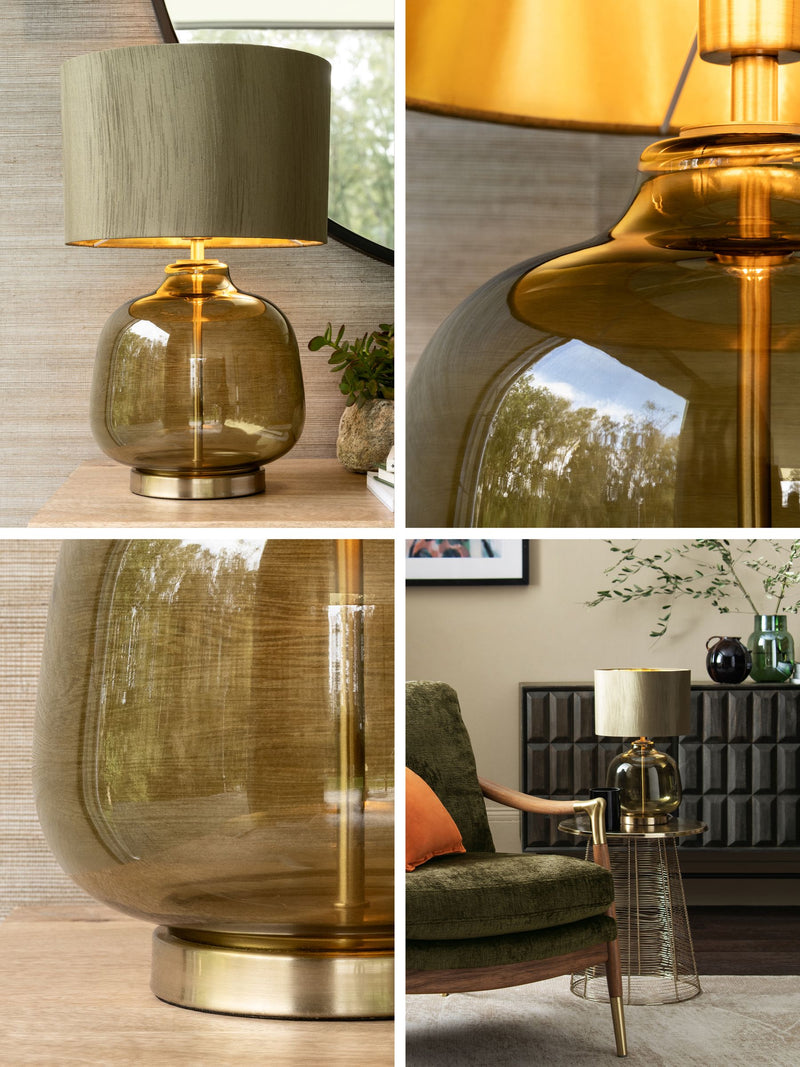 Connor green table lamp 41cm, imported from the UK