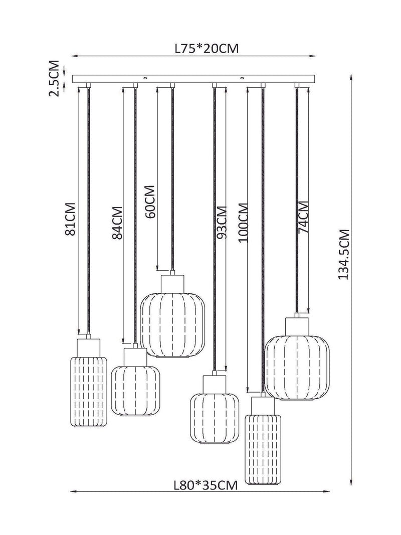 Grey Jensen 6 light pendant ceiling light, British brand