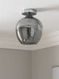 Smoke Grey Drizzle Flush Ceiling Light with hand drizzled glass, imported from the UK