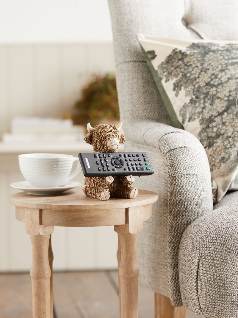 Brown Hamish the Highland Cow remote control holder 15cm high - British product
