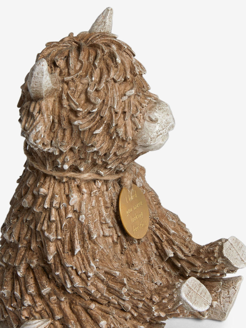Brown Hamish the Highland Cow remote control holder 15cm high - British product