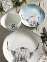 Next Teal Blue Hamish The Highland Cow 12 Piece Porcelain Dinner Set- Buy online at McGrocer
