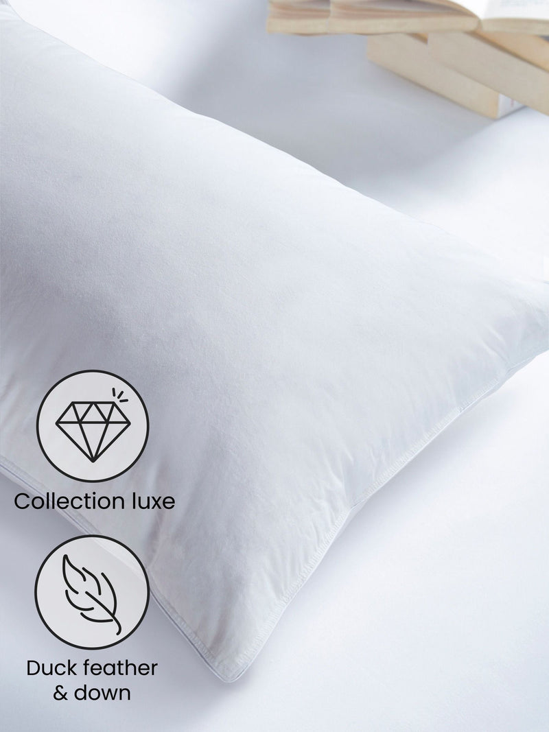 Duck down and feather support pillow with cotton cover - British product