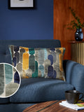 Navy blue retro cut velvet cushion 40x59cm, UK version