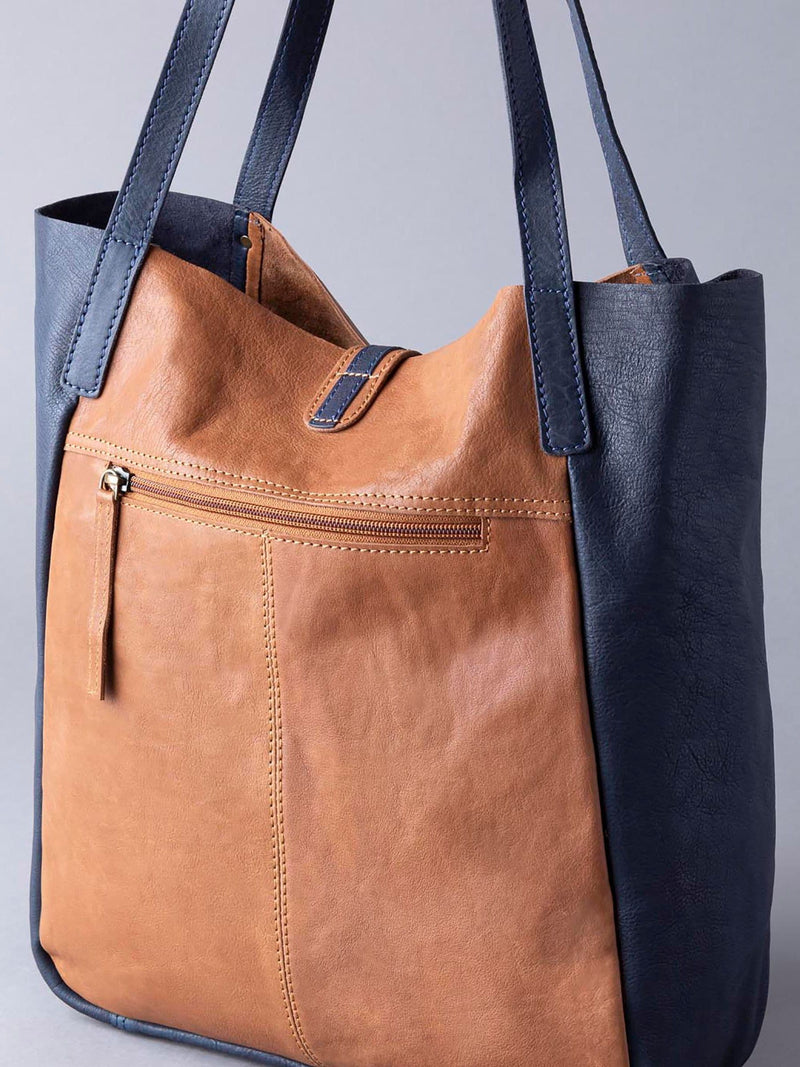 Lakeland Leather Navy/Cognac Hartsop leather tote bag, UK version