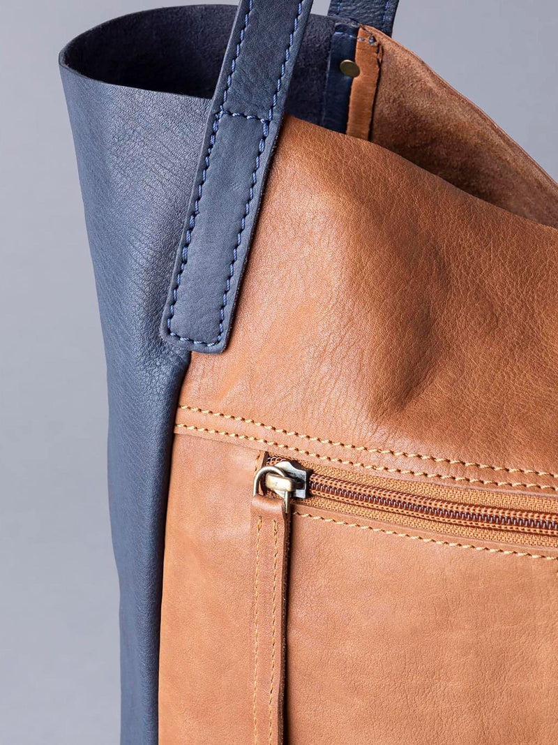 Lakeland Leather Navy/Cognac Hartsop leather tote bag, UK version