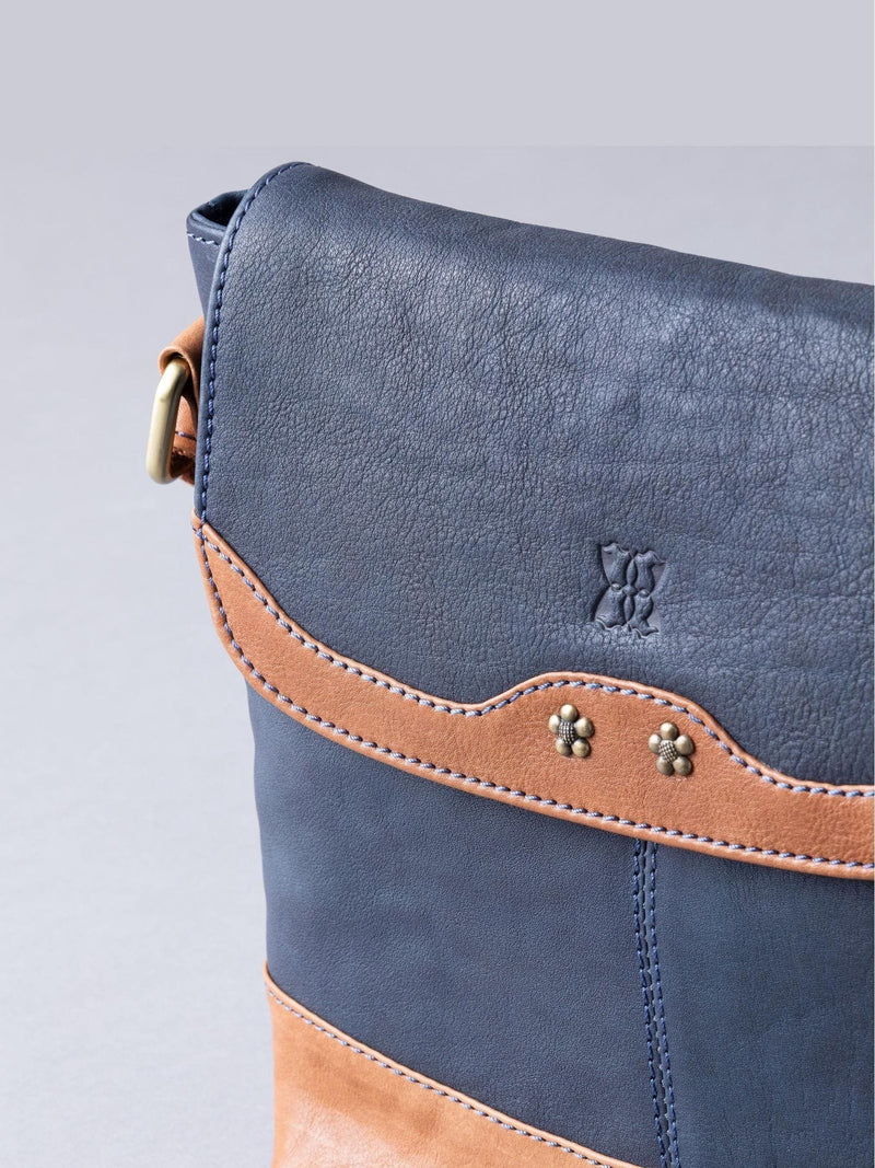 Lakeland Leather Navy Hartsop cross-body bag, imported from the UK