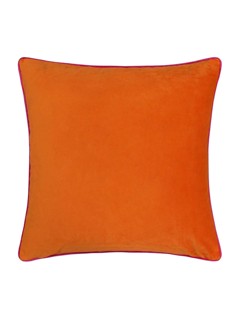 Furn orange velvet cushion with piped trim (British brand)