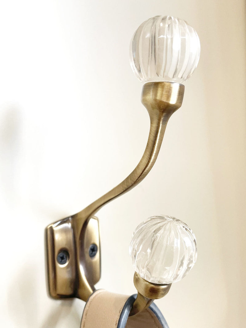 Laura Ashley Vivien glass double hook antique brass - British product