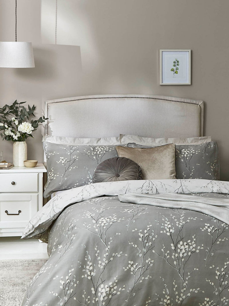 Laura Ashley Pussy Willow silver steel grey duvet cover and pillowcase set, UK version