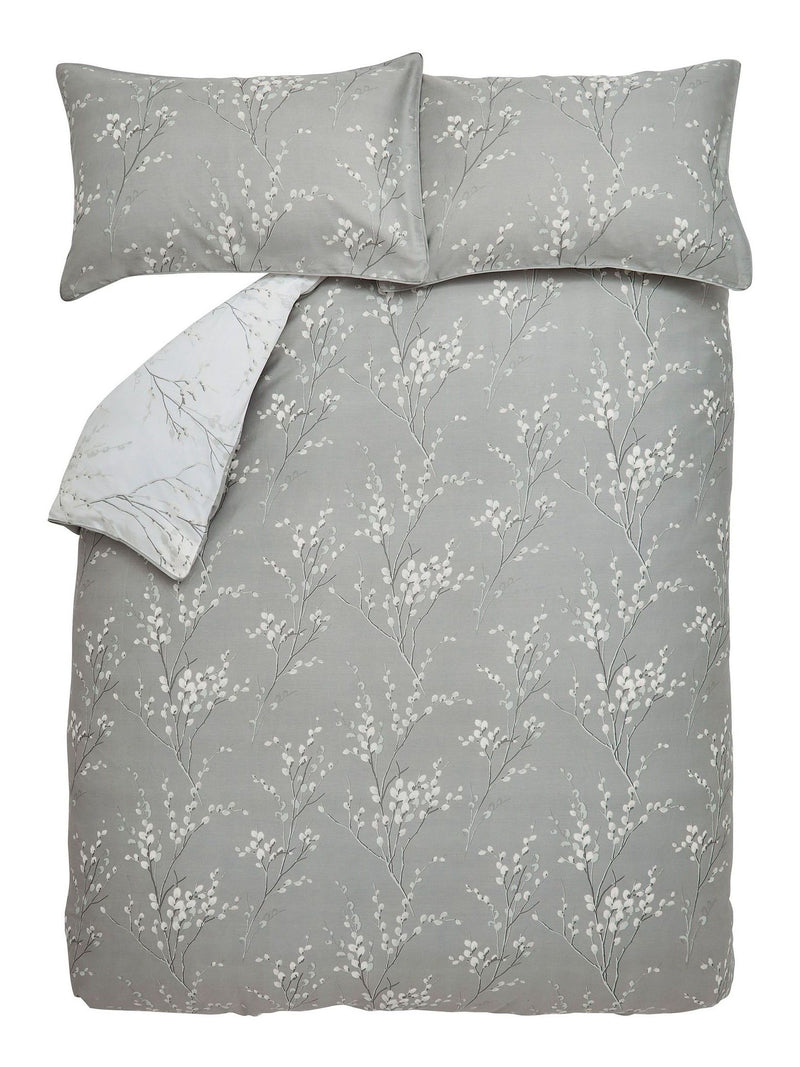Laura Ashley Pussy Willow silver steel grey duvet cover and pillowcase set, UK version