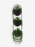 Black Bronx wall planter with artificial plants 60cm height - British product