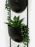 Black Bronx wall planter with artificial plants 60cm height - British product