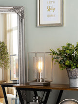 Next BHS Silver Hardy Industrial Cube Table Lamp- Buy online at McGrocer