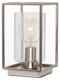 BHS Hardy industrial cube table lamp with satin nickel frame, UK version