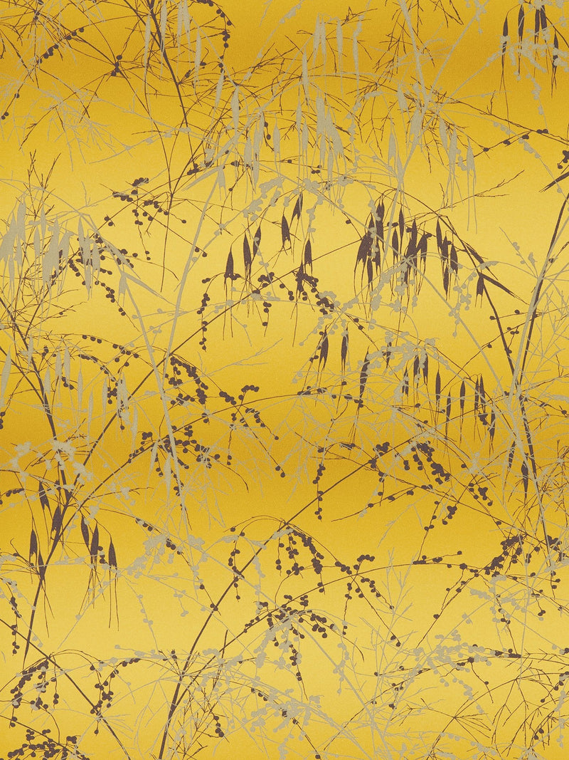 Harlequin yellow meadow grass wallpaper sample (British brand)