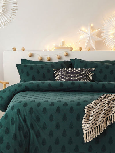 Next Furn Pine Green Tufted Tree Festive Duvet Cover and Pillowcase Set- Buy online at McGrocer