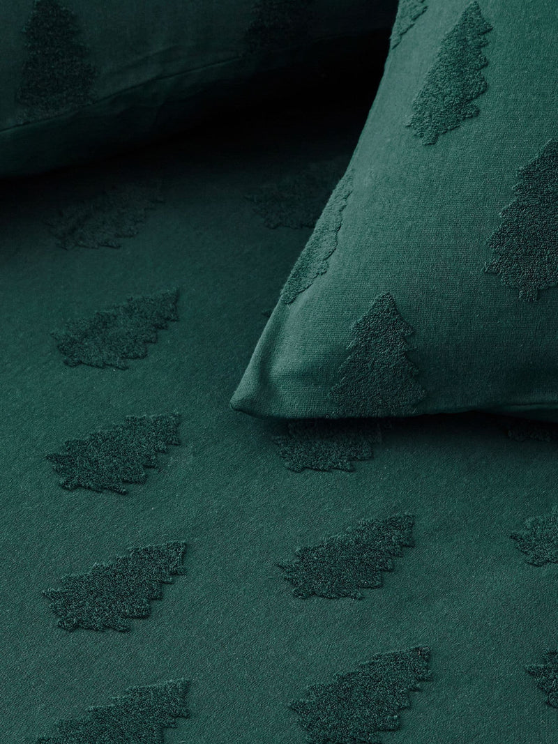 Furn Pine Green Tufted Tree Festive Duvet Cover and Pillowcase Set - British product