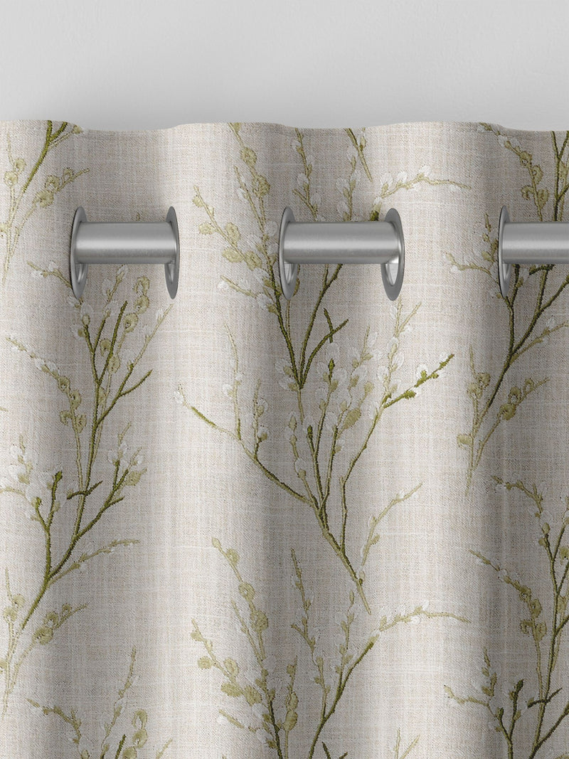 Laura Ashley green pussy willow embroidered curtains, imported from the UK
