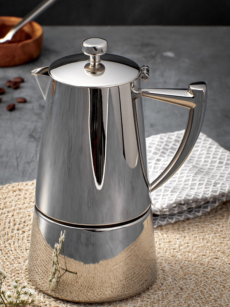 Stellar Art Deco 6 cup espresso maker stainless steel, UK version
